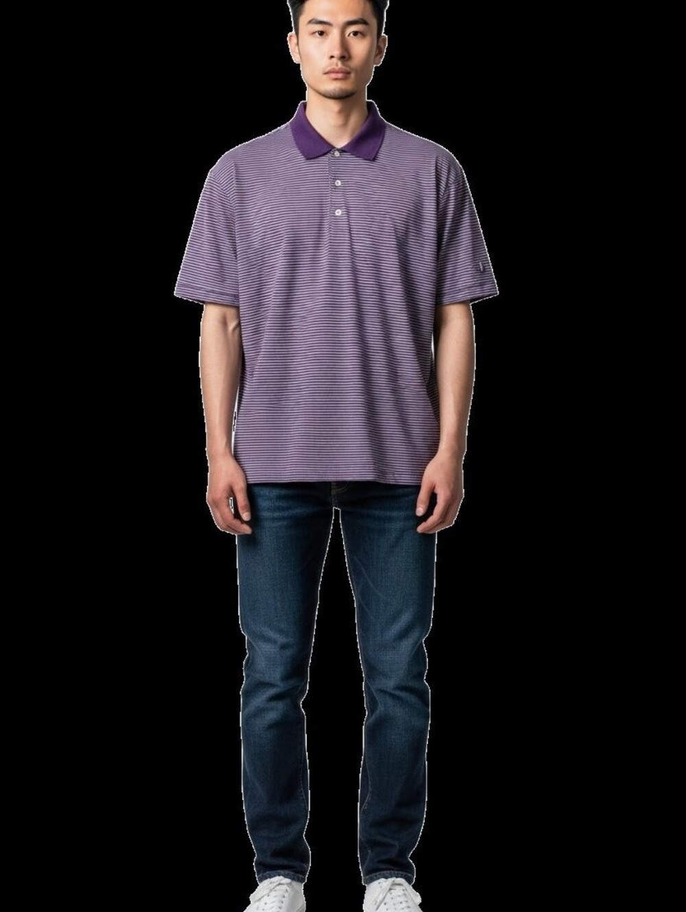 Peter Millar Purple Striped Polo Size Large. BR Embroidered On One Sleeve.